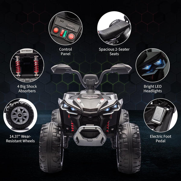 24V Kids Electric ATV Quad, 2 Seats, Ages 3+