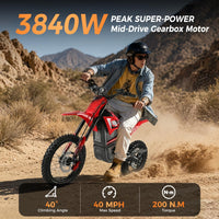 Electric Dirt Bike 3840W 48V for Adults Red