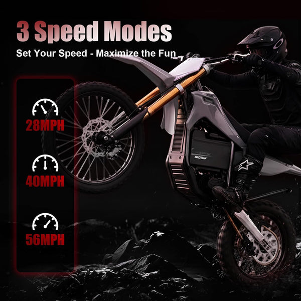 HP131E-L 72V Electric Dirt Bike, 8000W, 56MPH