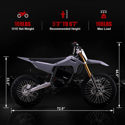 HP131E-L 72V 8000W Electric Dirt Bike Motorcycle for Adults, Grey